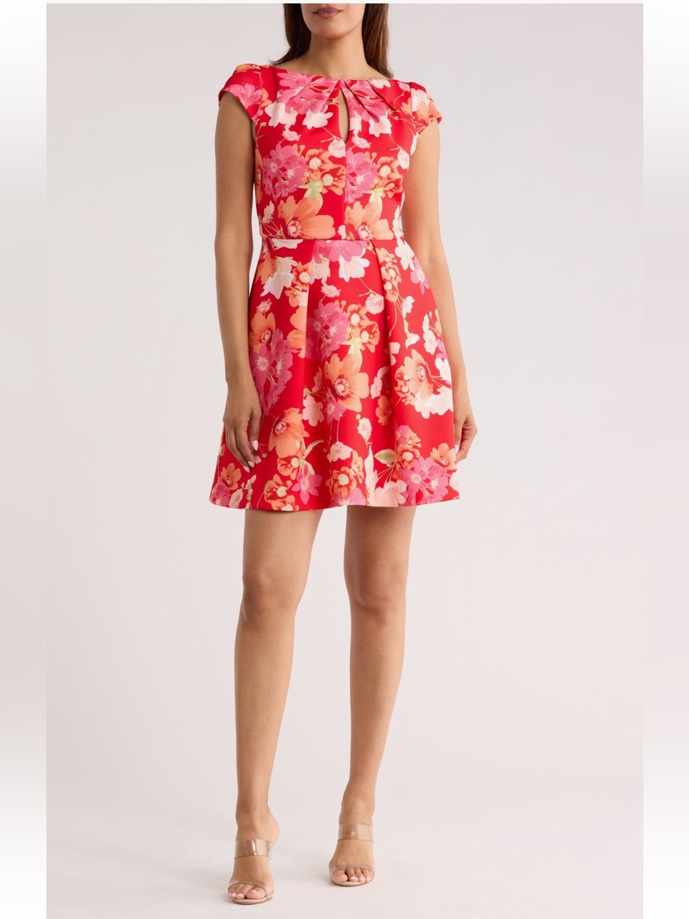 Vince Camuto Red and Pink Floral Dress